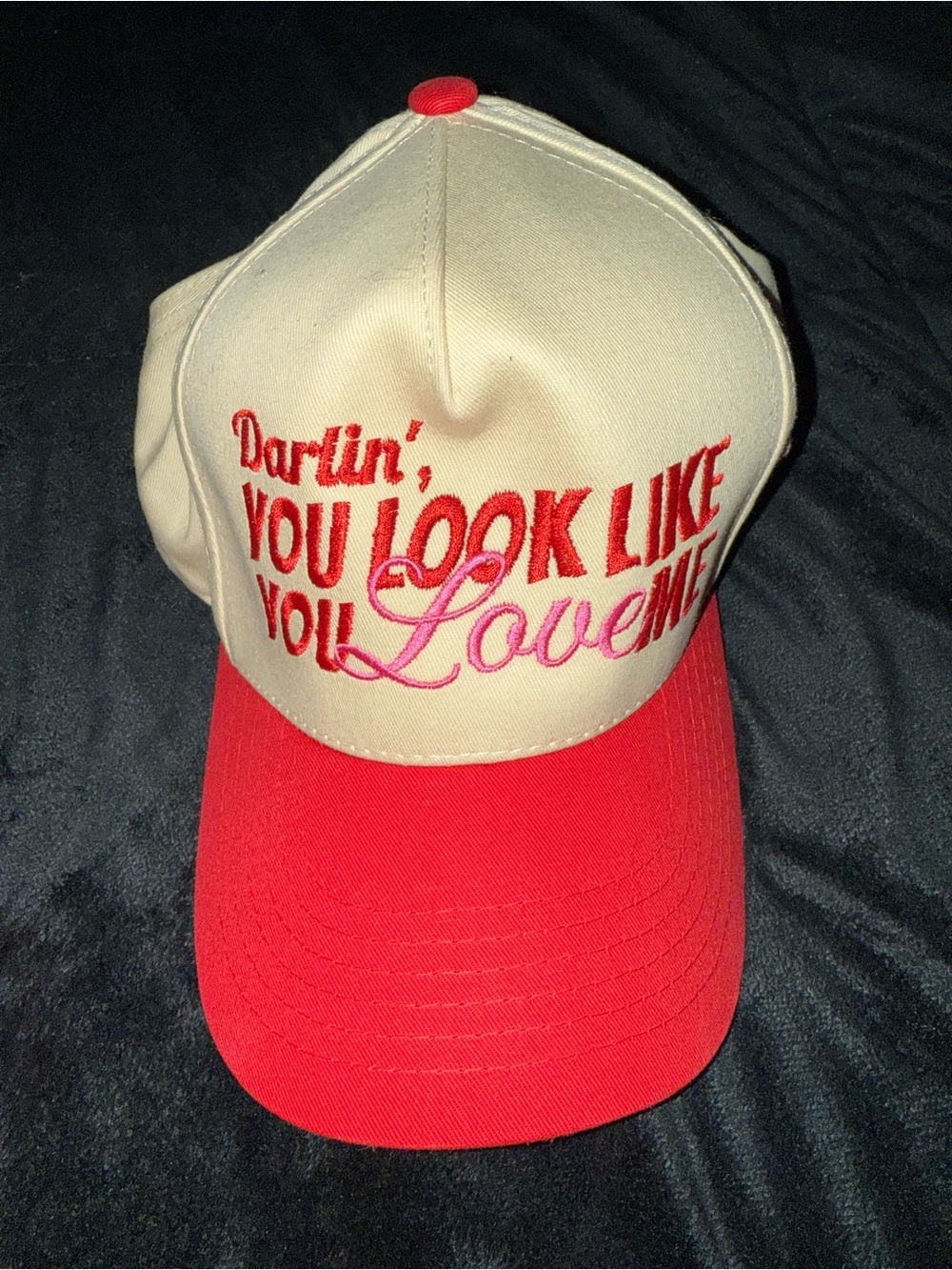 Embroidered 'Darlin', You Look Like You Love Me' Two-Tone Cap